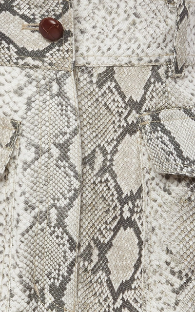 Shop Zimmermann Corsage Belted Printed Linen Shorts In Python