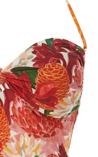Shop Água De Coco Floral-print Stretch-crepe Swimsuit
