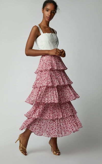 Shop Amur Floral-printed Chiffon Midi Skirt