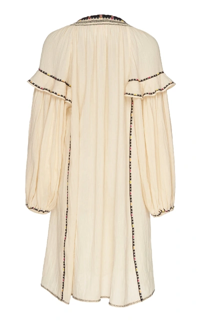 Shop Isabel Marant Étoile Ralya Embroidered Cotton-gauze Mini Dress In White