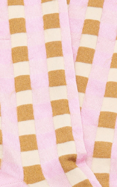 Shop Marni Checked Silk-blend Socks In Pink