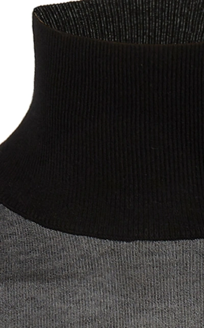 Shop Zeynep Arcay Mesh-paneled Stretch-knit Turtleneck Bodysuit In Black