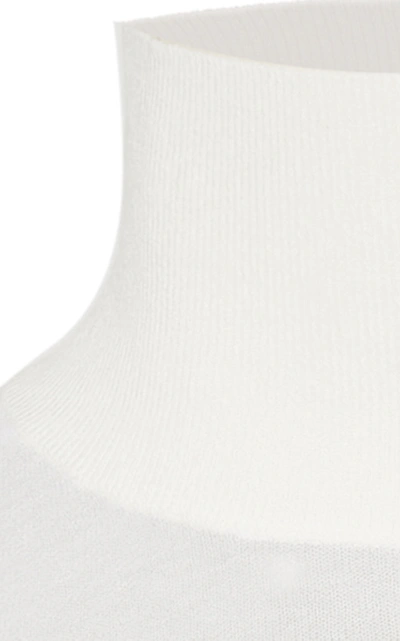 Shop Zeynep Arcay Mesh-paneled Stretch-knit Turtleneck Bodysuit In White