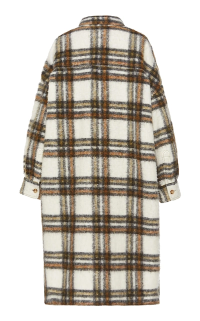 Shop Isabel Marant Étoile Gabrion Checked Brushed Wool-blend Coat In Neutral
