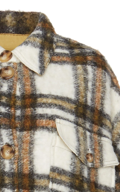 Shop Isabel Marant Étoile Gabrion Checked Brushed Wool-blend Coat In Neutral
