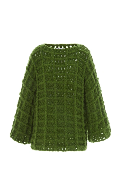 Shop Tuinch Exclusive Waffle-knit Cashmere Sweater In Green