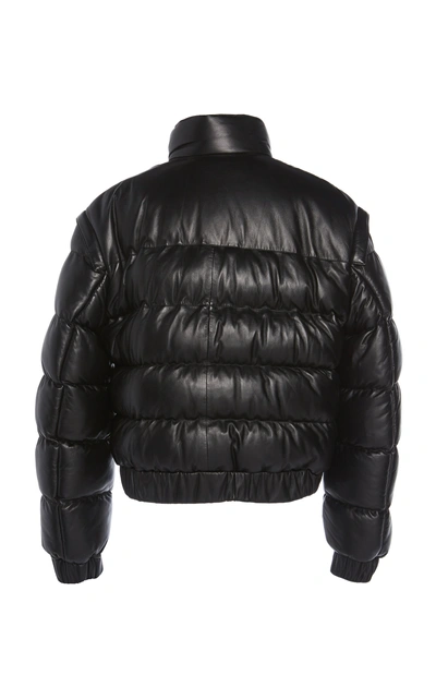 Shop Common Leisure All Time Hooded Quilted Leather Jacket In Black