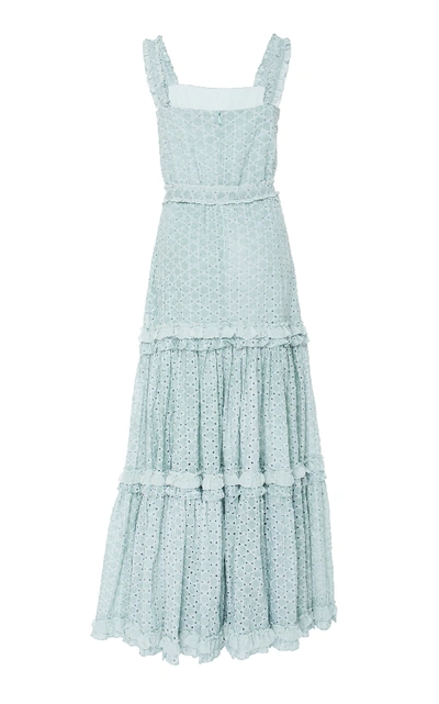 Shop Alexis Milada Ruffled Broderie Anglaise Cotton Maxi Dress In Blue