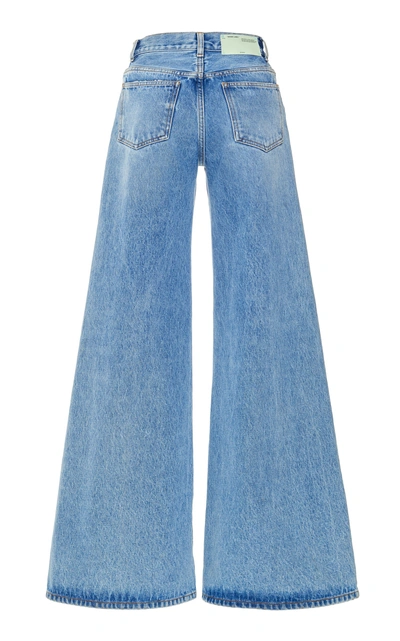 Shop Off-white Scarf-detailed Mid-rise Wide-leg Jeans In Blue