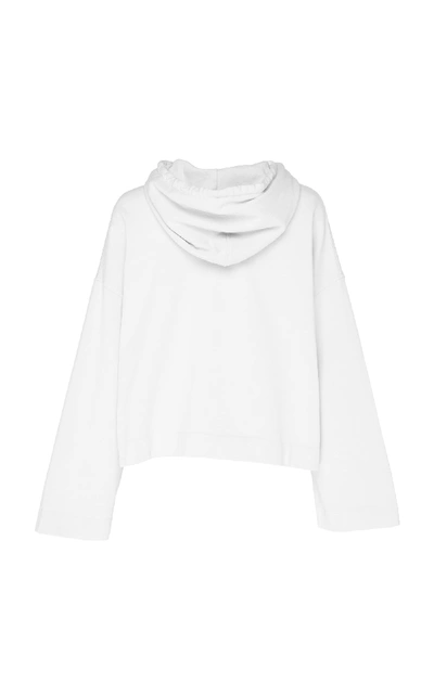 Shop Acne Studios Cropped Cotton-jersey Hooded Sweatshirt In White