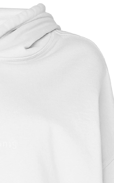 Shop Acne Studios Cropped Cotton-jersey Hooded Sweatshirt In White