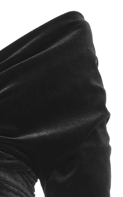 Shop Alexandre Vauthier Off-shoulder Velvet Bodysuit In Black