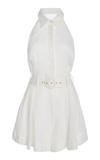 Shop Zimmermann Primrose Cotton Halter Playsuit In White