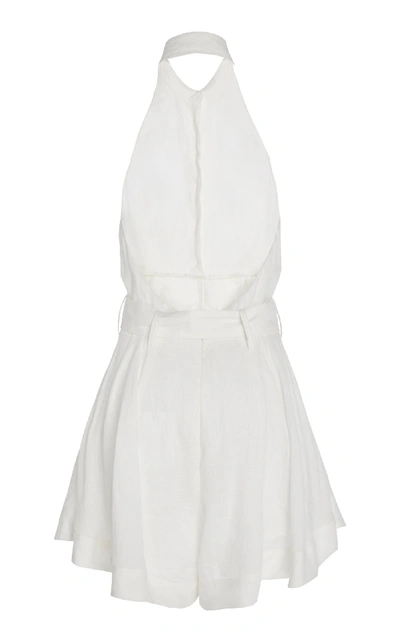 Shop Zimmermann Primrose Cotton Halter Playsuit In White