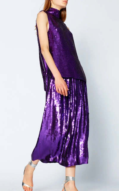 Shop Tibi Sequins Full Skirt In Purple
