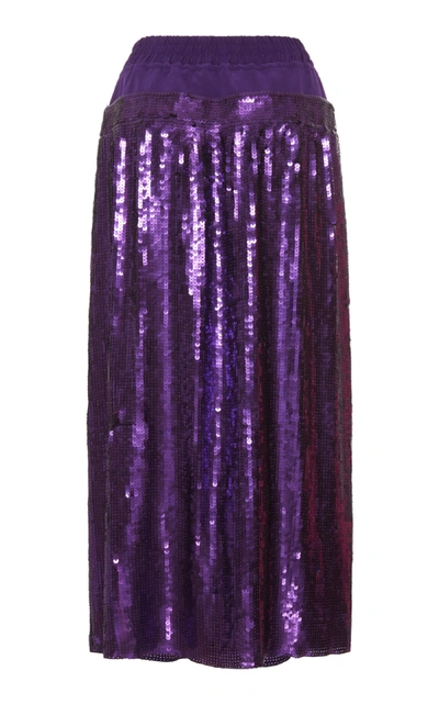 Shop Tibi Sequins Full Skirt In Purple
