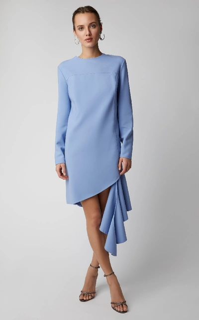 Shop Oscar De La Renta Wool-blend Shift Dress In Blue