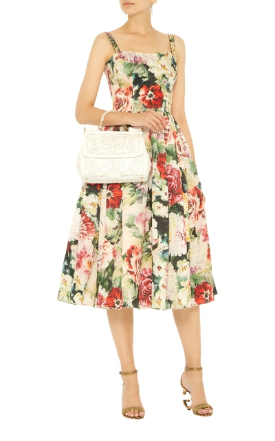 Shop Dolce & Gabbana Pleated Floral Organza Midi Dress