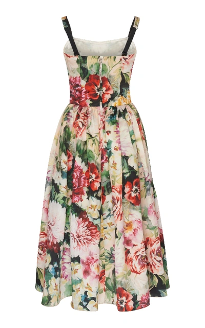 Shop Dolce & Gabbana Pleated Floral Organza Midi Dress