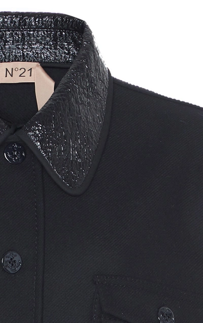 Shop N°21 N&deg;21 Guglielmina Coated-twill Wool-blend Jacket In Black