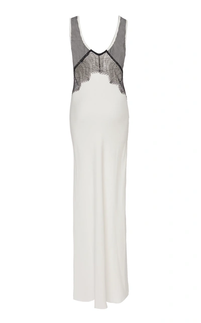 Shop Christopher Esber Lace-paneled Crepe De Chine Maxi Dress In White