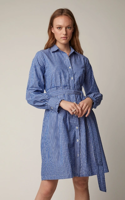 Shop Also Leandra Cotton-poplin Shirt Dress In Stripe