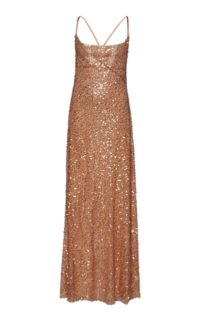 Shop Galvan Whiteley Paillette-embroidered Tulle Gown In Gold