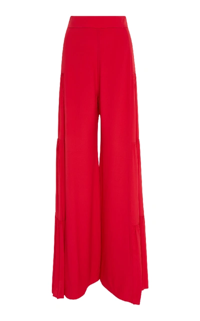 Shop Alexis Talley Wide Leg Silk Pants In Red