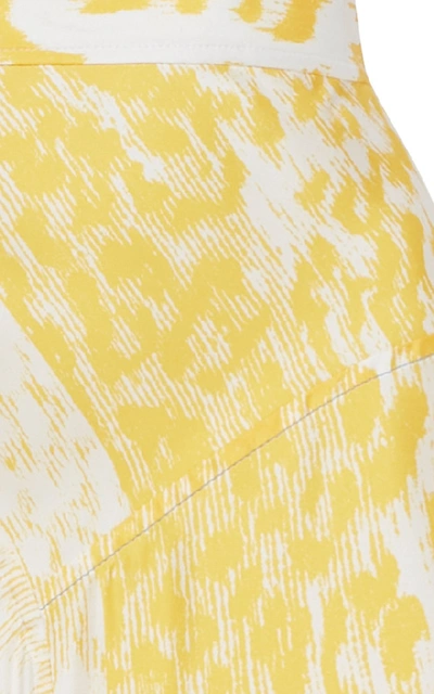 Shop Victoria Beckham Leopard-print Silk-crepe Midi Skirt In Yellow