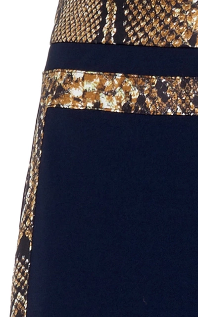 Shop Victoria Beckham Crepe Jersey Contrast Trim Skirt In Navy