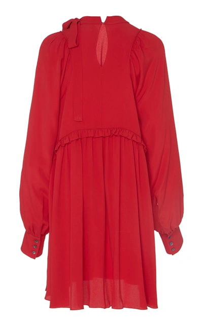 Shop N°21 N&deg;21 Hazel Ruffled Crepe De Chine Peasant Dress In Red