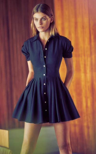 Shop Alexis April Pleated Cotton-blend Mini Dress In Black