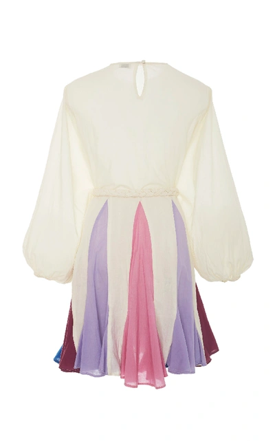 Shop Rhode Ella Belted Pleated Cotton Mini Dress In White