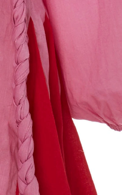 Shop Rhode Ella Belted Pleated Cotton Mini Dress In Pink