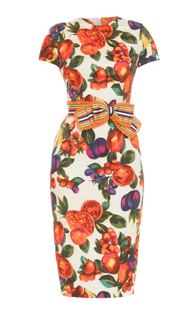 Shop Lena Hoschek Leticia Printed Cotton-blend Knee-length Dress In Floral