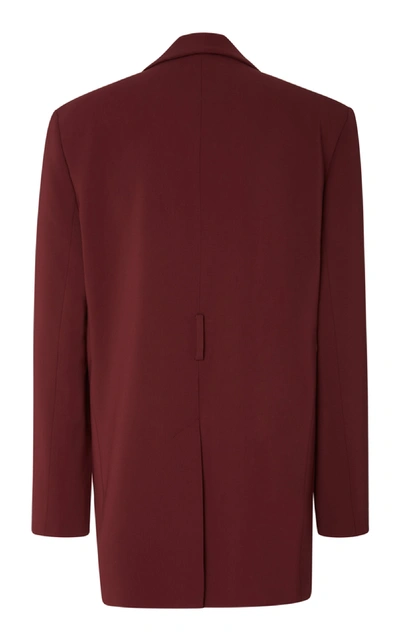 Shop Tibi Oversized Belted Crepe Blazer In Burgundy