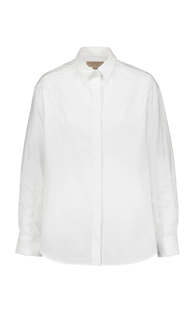 Shop Burberry Altamira Cotton-poplin Shirt In White