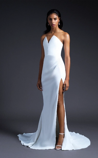 Shop Cushnie Bridal Sasha Strapless Pointed Bodice Gown In White