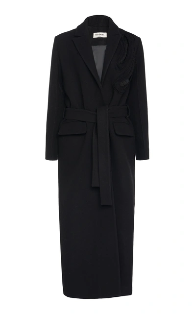 Shop Materiel Embroidered Wool Coat In Black