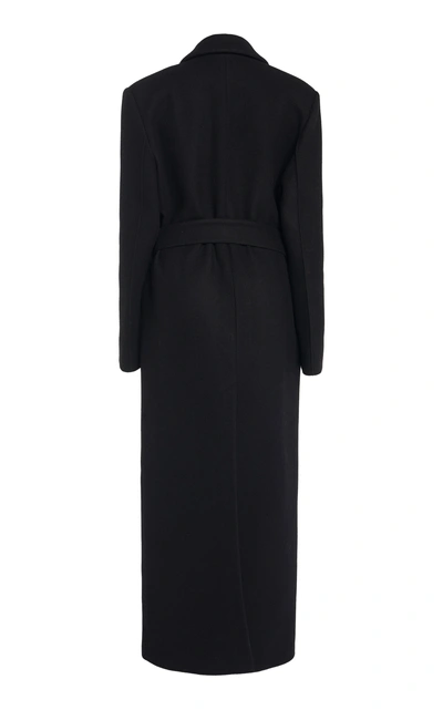 Shop Materiel Embroidered Wool Coat In Black
