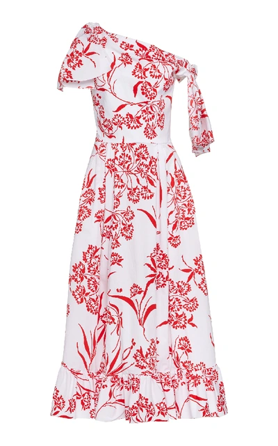 Shop Carolina Herrera Asymmetrical A-line Dress In Floral