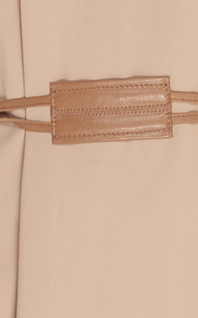 Shop Victoria Beckham Asymmetric Belted Crepe De Chine Midi Dress In Neutral