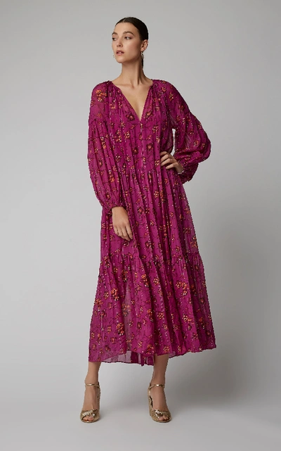 Shop Ulla Johnson Abelia Silk-blend Dress In Floral
