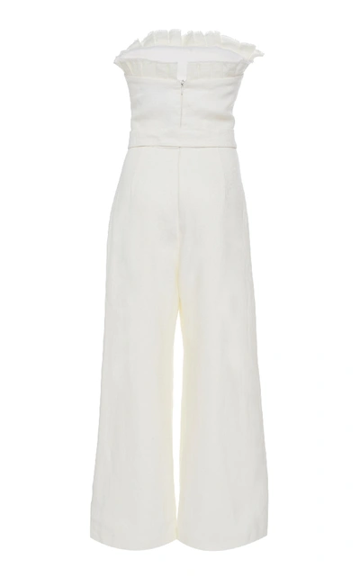 Shop Alexis Eleri Belted Linen Jumpsuit In White