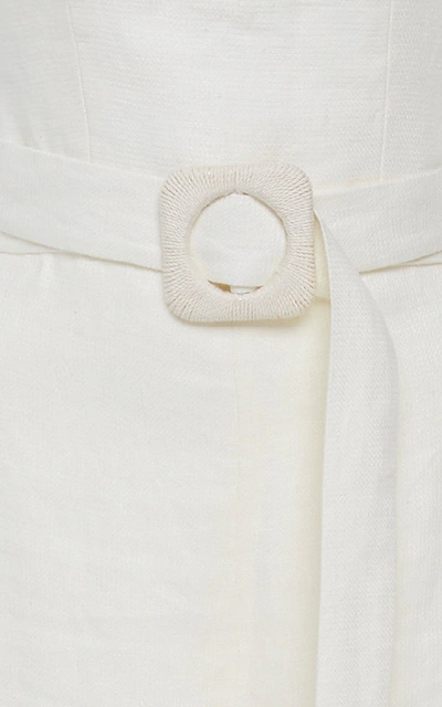 Shop Alexis Eleri Belted Linen Jumpsuit In White