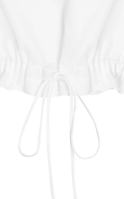Shop Khaite Cropped Drawstring Cottin-poplin Top In White