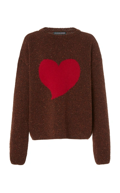 Shop Alexa Chung Intarsia Knit Wool Blend Sweater In Brown