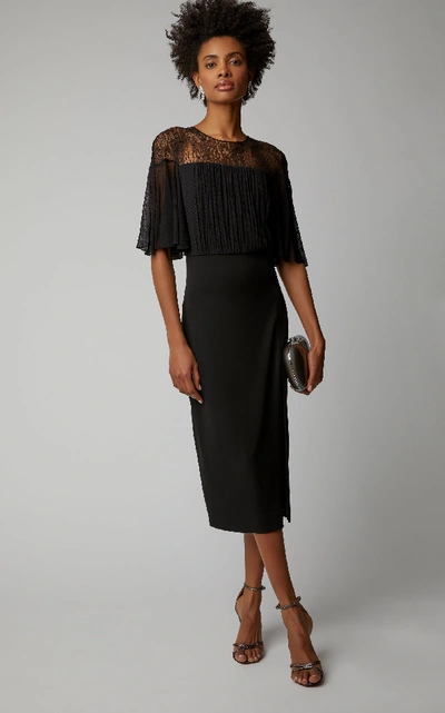 Shop Cushnie Et Ochs Cate Lace And Jersey Midi Dress In Black
