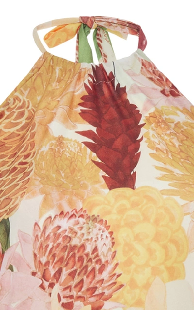 Shop Água De Coco Floral-print Halter Maxi Dress