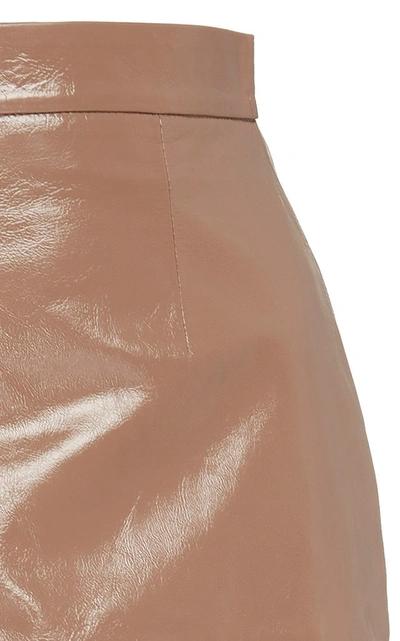 Shop Zeynep Arcay Leather Midi Skirt In Pink